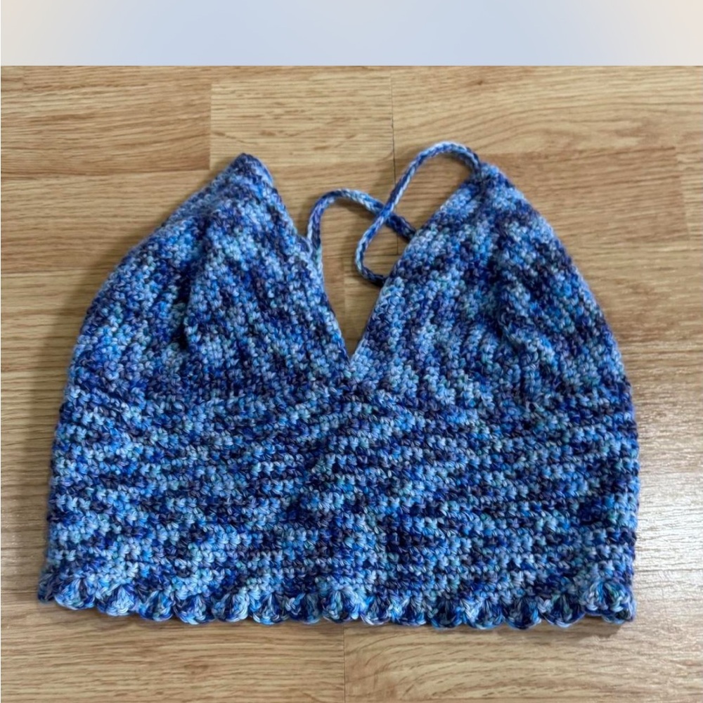 Blue Knit Halter Top